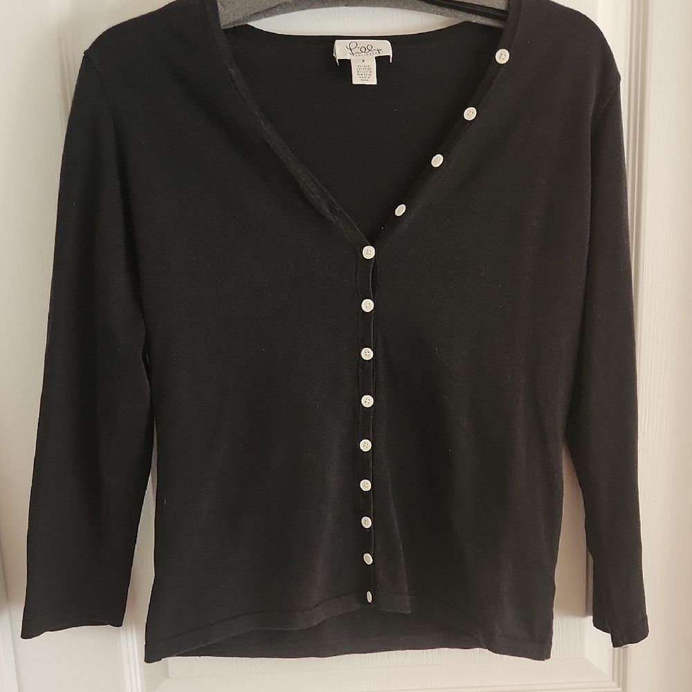 Lilly Pullitzer Black Cardigan with Pearl Buttons